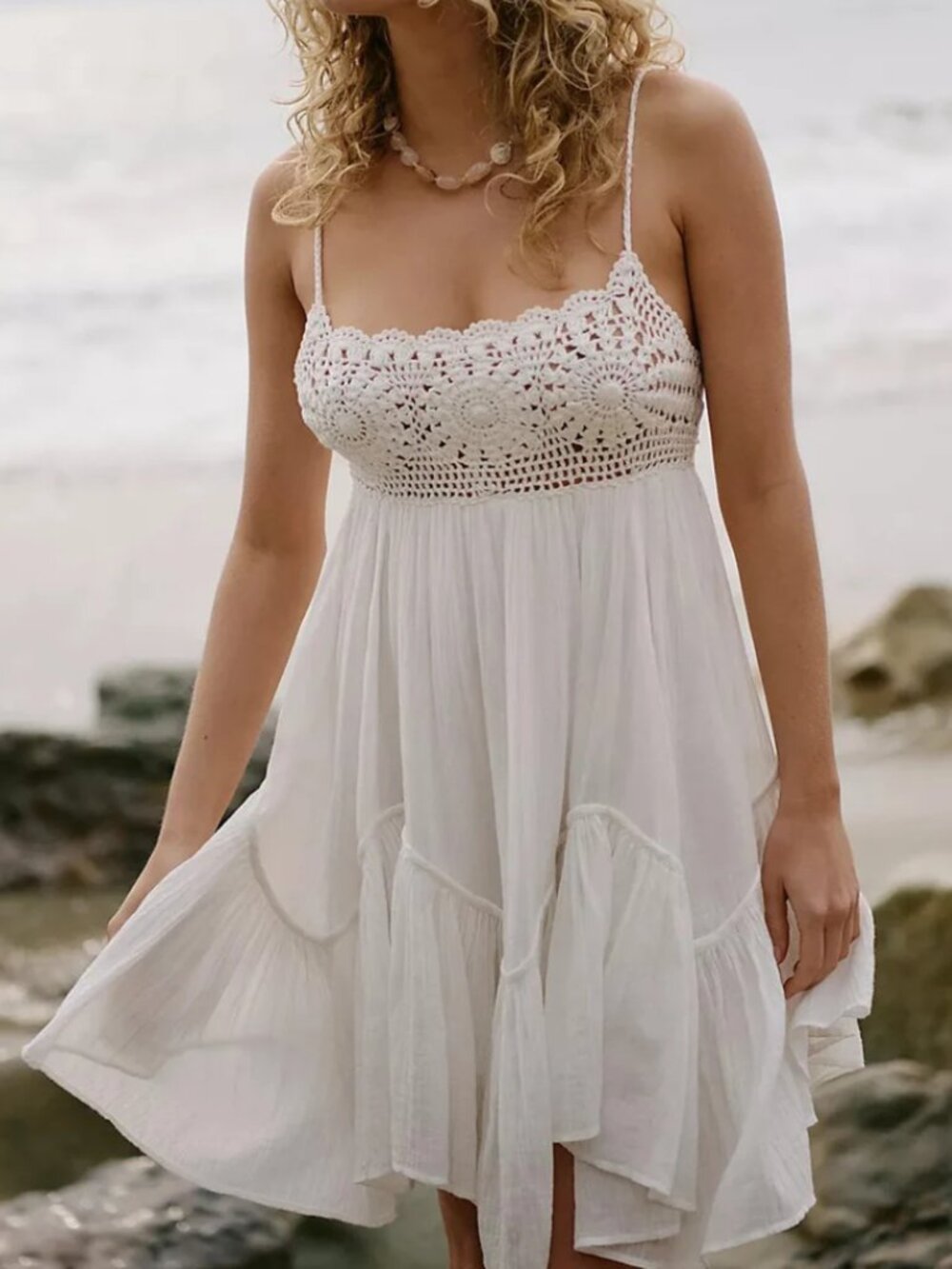 NWT Free People Sandoll Cotton Mini Dress in Clean Ivory